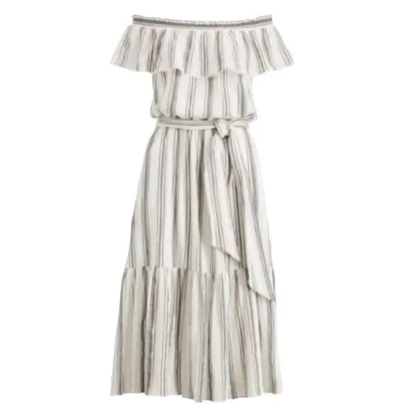 Lauren Ralph Lauren Black White Stripe Midi Summer Dress Women’s Size 6 Small - Picture 1 of 8